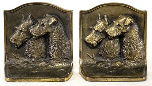 Hubley #280 Cast Iron Pair Bookends [Dogs]