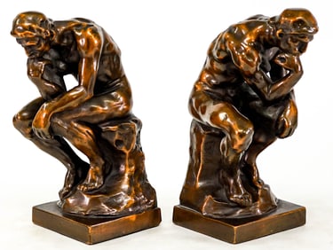 Rodin Pompeian Bronze Clad PR Bookends [Thinker]