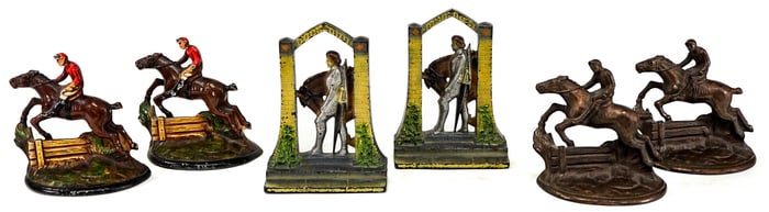 Vintage (3 Pair) Cast Iron, Spelter Bookends