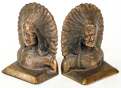 Verona Cast Iron Pair Bookends [Native American]