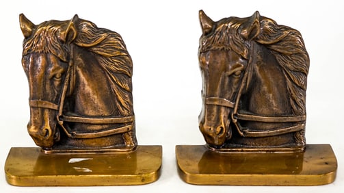 Pair Brass / Cast Iron Bookends [Horse]