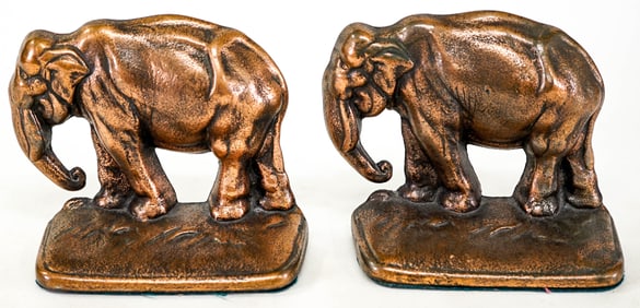 Cast Iron Pair Bookends [Elephants]