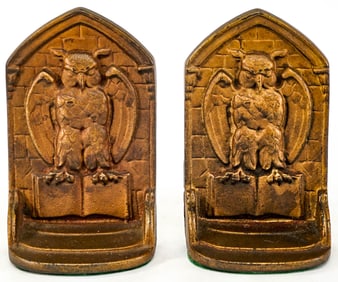 Antique Cast Iron Pair Bookends #1155 [Owl]