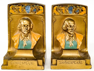 Pompeian Bronze Clad Pair Bookends [Shakespeare]