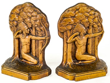 Metal Hollow-Cast Bookends [Native American]