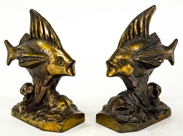 Bronze Fish Bookends Pair