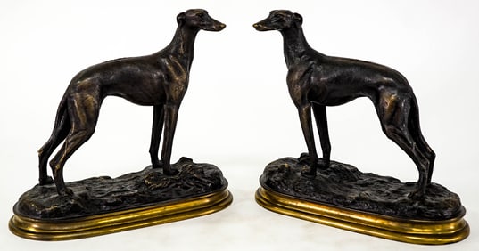 After P. Mene Pair Bronze Bookends [Dog Figural]