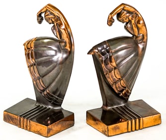 Dodge Metal Pair Art Deco Bookends [Dancing]