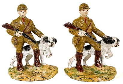 Hubley Hunter and Dog Pair Bookends #423