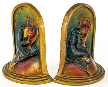 K & O Metal Pair Bookends [Woman, Harp]