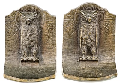 Cast Iron Pair Bookends [Owls]