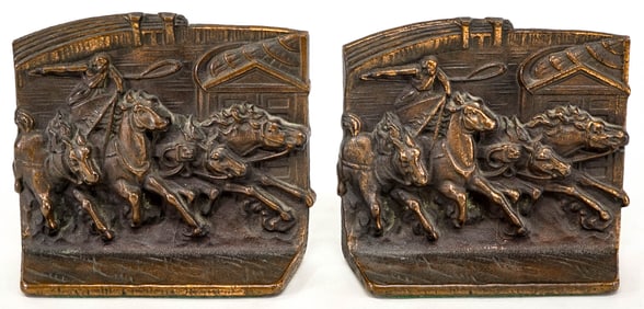 Roman Chariot Horse Race #695 Pair Bookends