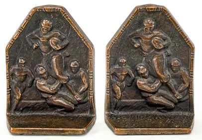 Cast Iron Pair Bookends [Football Tackle]