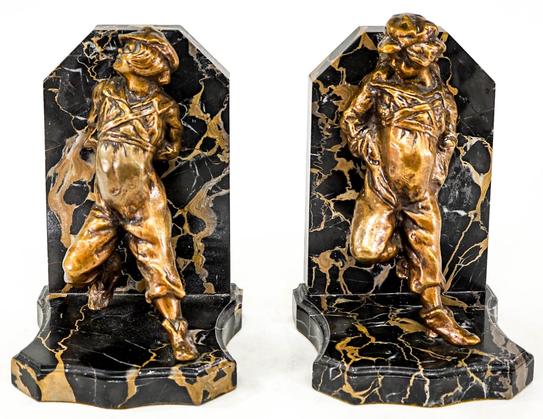 LG Solid Bronze Pair Bookends Marble Base [Child] (1 of 6)