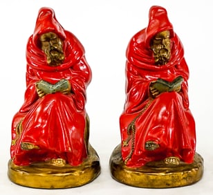 Armor Bronze Clad Pair Bookends [Monk Reading]