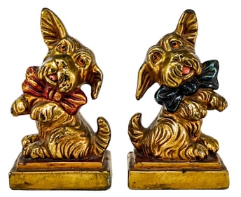 Armor Bronze Clad Pair Bookends [Terrier Dog]