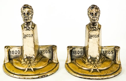 Abraham Lincoln Silver Clad Pair Bookends