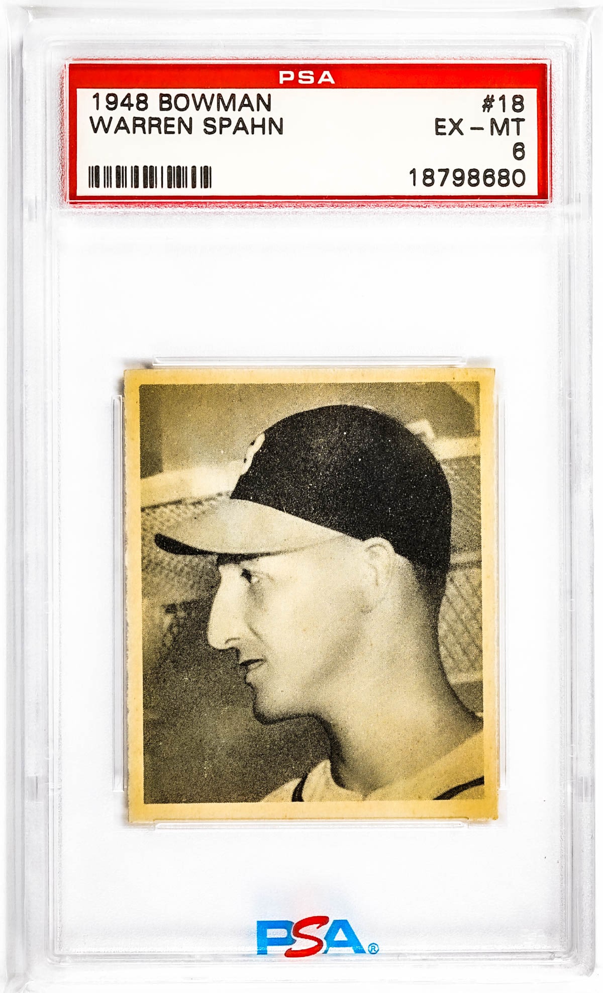 Warren Spahn 1948 Bowman #18 PSA 6 EX-MT (1 of 2)