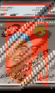 Al Kaline 1954 Topps #201 PSA 4 VG-EX: Al Kaline 1954 Topps #201 PSA 4 VG-EX. Item measures 5.5 in. x 3.5 x .25 inches for shipping purposes. The absence of a condition report does not imply that the lot is in perfect condition or