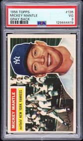 Mickey Mantle 1956 Topps #135 PSA 3 Gray Back