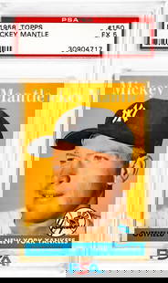 Mickey Mantle 1958 Topps #150 PSA 5 EX: Mickey Mantle 1958 Topps #150 PSA 5 EX. Item measures 5.5 in. x 3.5 x .25 inches for shipping purposes. The absence of a condition report does not imply that the lot is in perfect condition or