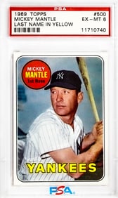 Mickey Mantle 1969 Topps #500 PSA 6 Yellow Letters