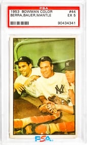 Berra, Bauer, Mantle 1953 Bowman #44 PSA 5