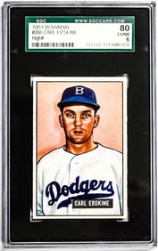 Carl Erskine 1951 Bowman #260 High # SGC 6