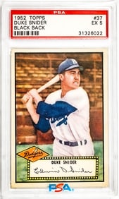 Duke Snider 1952 Topps #37 Black Back PSA 5