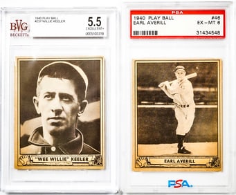 Earl Averill & Willie Keeler 1940 Play Ball Cards