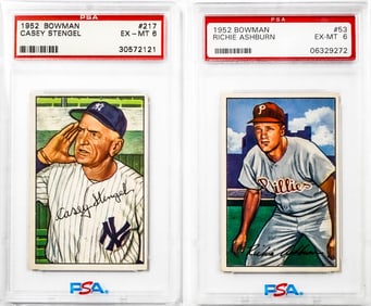 Richie Ashburn & Casey Stengel 1952 Bowman Cards
