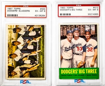 1957 Topps #400 Dodgers Sluggers & 1963 Topps #412