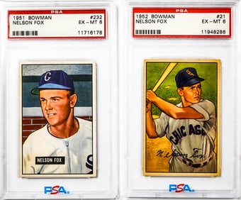 Nelson Fox 1951 & 1951 Bowman PSA Graded Cards