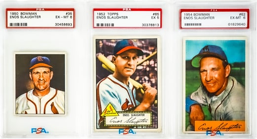 (3) Enos Slaughter PSA Graded Cards