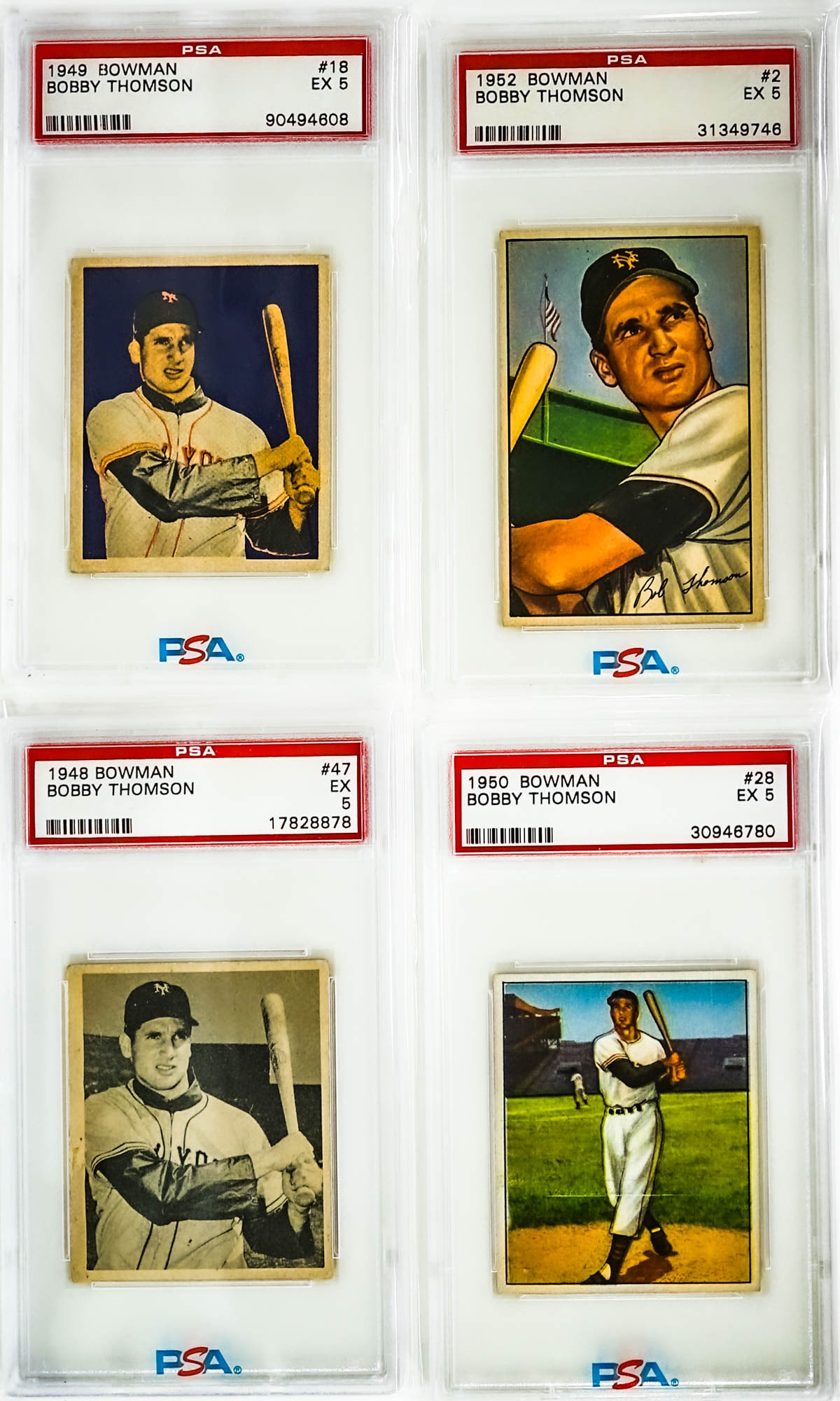 Bobby Thomson 1948-1952 Bowman Graded Cards (1 of 5)