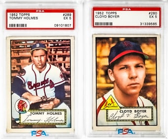 1952 Topps Boyer #280 & Holmes #289 PSA 5