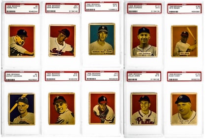 (10) 1949 Bowman Graded Cards