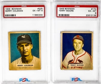 1949 Bowman Terry Moore & Gerry Coleman PSA 6