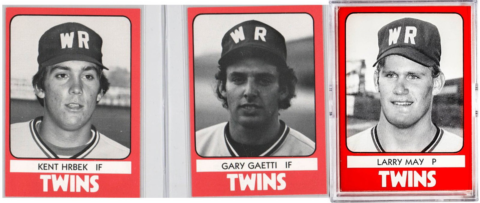 1980 TCMA Wisconsin Rapids Twins Complete Set: [Hrbek, Gaetti] 1980 TCMA Wisconsin Rapids Twins complete set. Most appear to be in EX-MT. They measure 5.5 x 3 x .75 inches. The absence of a condition report does not imply that the lot is in perfec