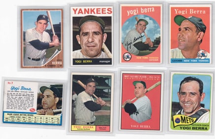 Yogi Berra Vintage Topps Cards (8) NICE CONDITION