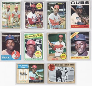 Lou Brock 1960's Topps Baseball Cards (10)