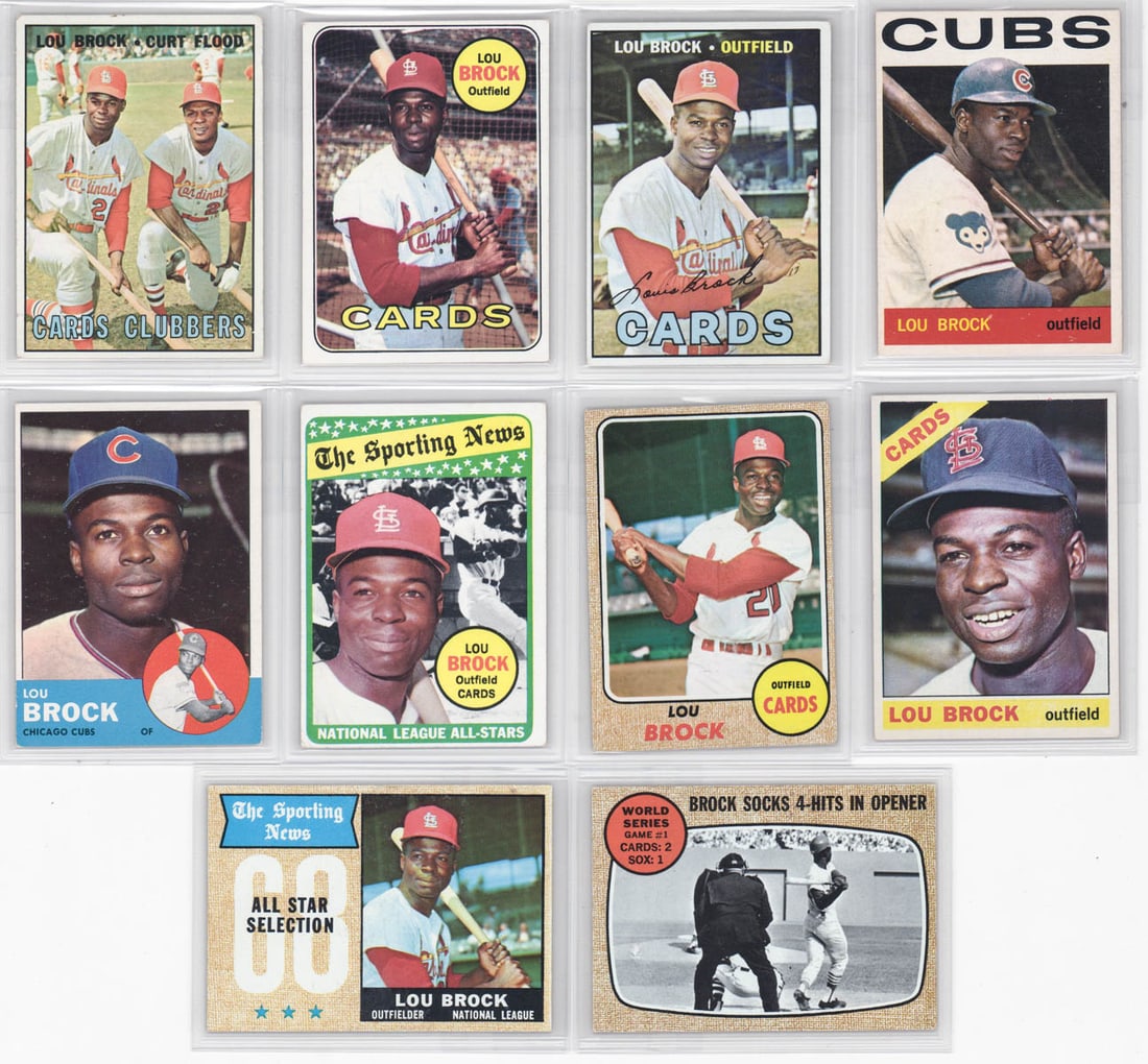 Lou Brock 1960's Topps Baseball Cards (10) (1 of 5)