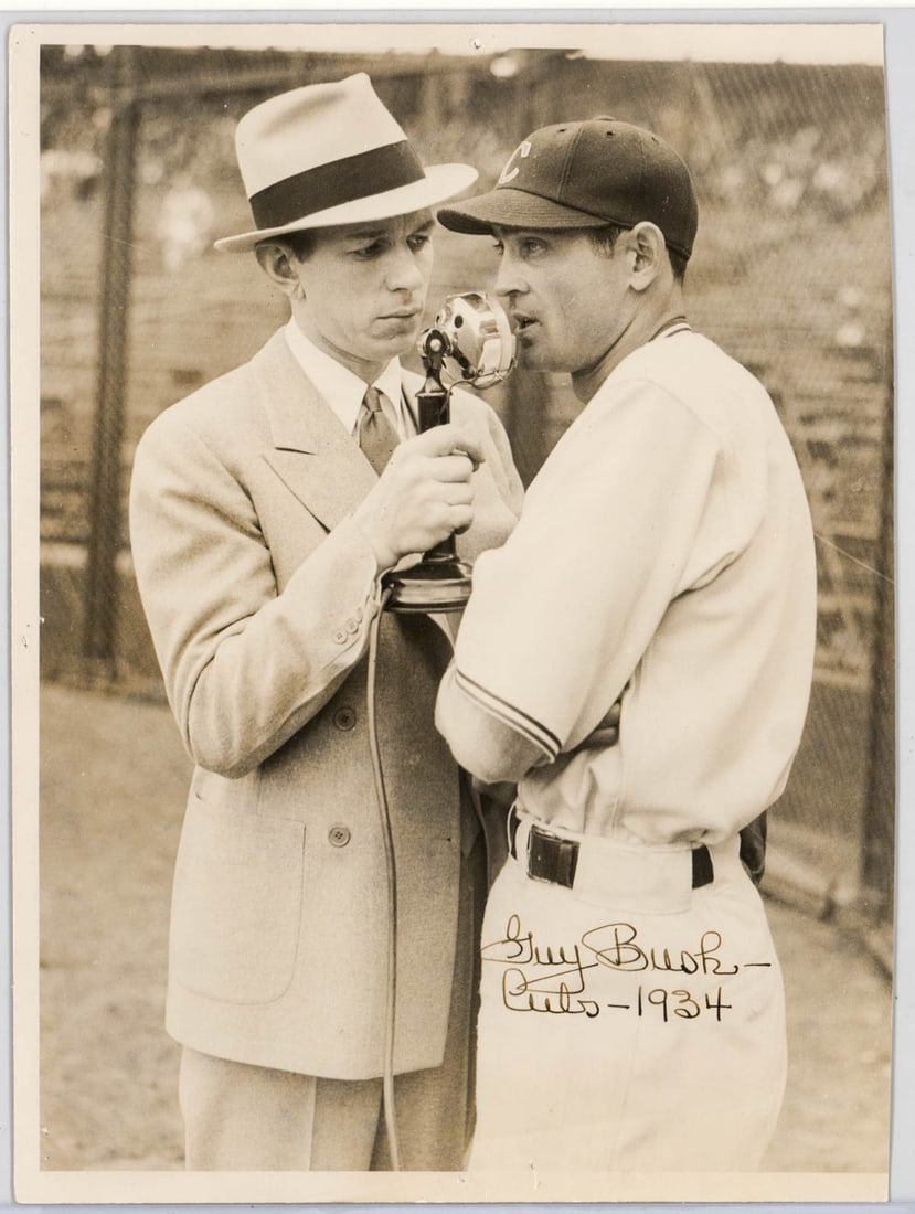 Guy Bush Original Real Photo: Guy Bush Original Real Photo. Measures 7.5 x 10 inches (trimmed along right edge vertically). Unframed, loose and not glued or mounted. G-VG/VG condition. On double-weight paper. The writing lower rig