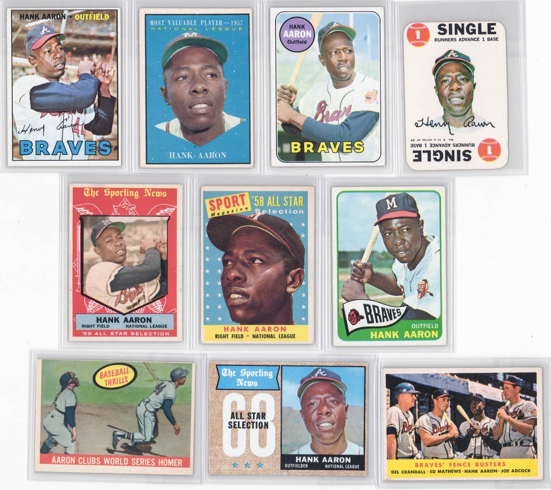 Hank Aaron Vintage Topps Baseball Cards (10) (1 of 7)