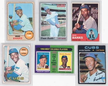 Ernie Banks Vintage Baseball Cards (6)