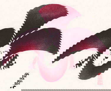 Napache Inuit Print 'Bird I Desire' #42/50: Napache Pootoogook (Inuit , 1938-2002) stencil on Japanese paper, 1960. Written in pencil lower edge 'Bird I Desire' Stencil 42/50, Cape Dorset Baffin Island, Napache. Seal of artist lower right