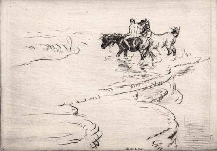 Edmund Blampied SIGNED Etching [Horse / Rider]: Edmund Blampied (British, 1886-1966) etching of a 'Horse and Rider' pencil signed lower left. Image measures 6.625 x 9.625 in. Sheet measures 9.5 x 13.75 in. Print measures 9.5 x 13.75 in. for