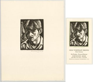 Howard Cook Original Self-Portrait & Leaflet