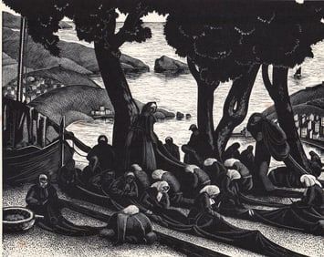 Claire Leighton Wood Engraving S/N Net Menders