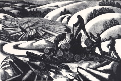 Clare Leighton Hand Signed Woodcut [Landing]